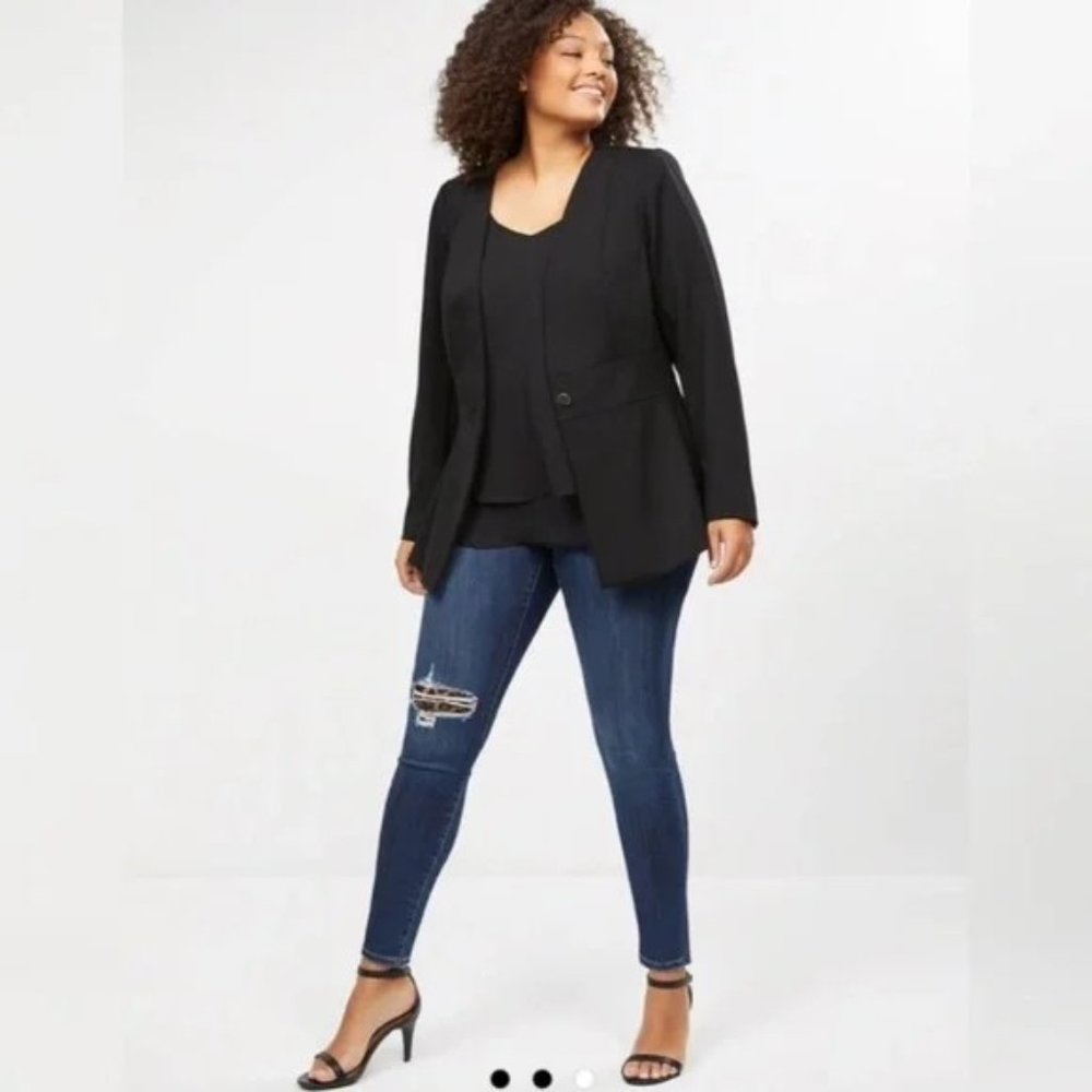 Lane Bryant Women's Black Ponte Peplum Jacket size 22